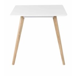 Table repas Scandinave carrée blanche et pieds chêne 80×80 cm