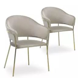 Lot de 2 chaises/fauteuils velours taupe