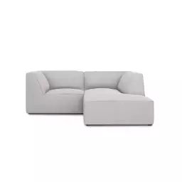 Canapé d’angle droit 3 places en tissu structurel gris clair