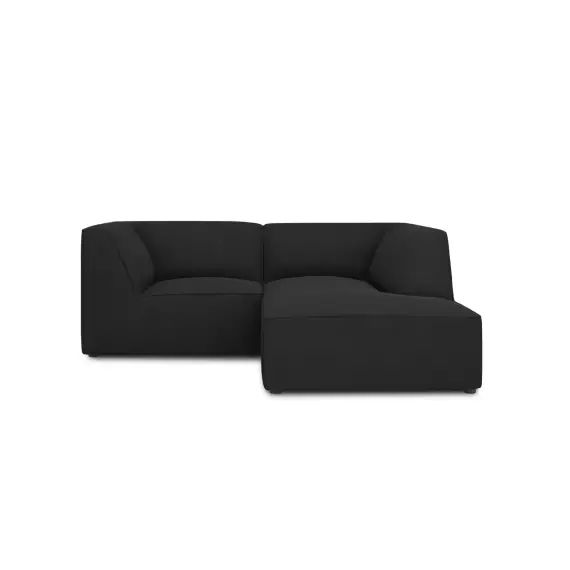 Canapé d’angle droit 3 places en tissu structurel noir