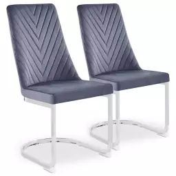Lot de 2 chaises design mistigri velours gris