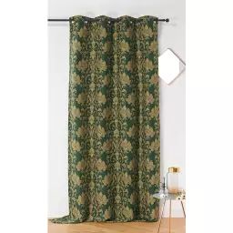 Rideau d’ameublement motifs floraux polyester vert sapin 245 x 140