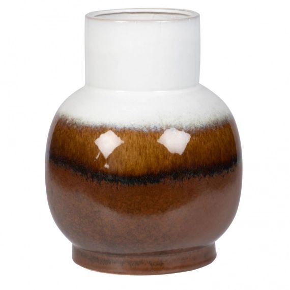 Vase en grès dégradé blanc et marron H27