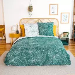 Parure de lit réversible imprimé floral en coton adouci,  240x220cm i