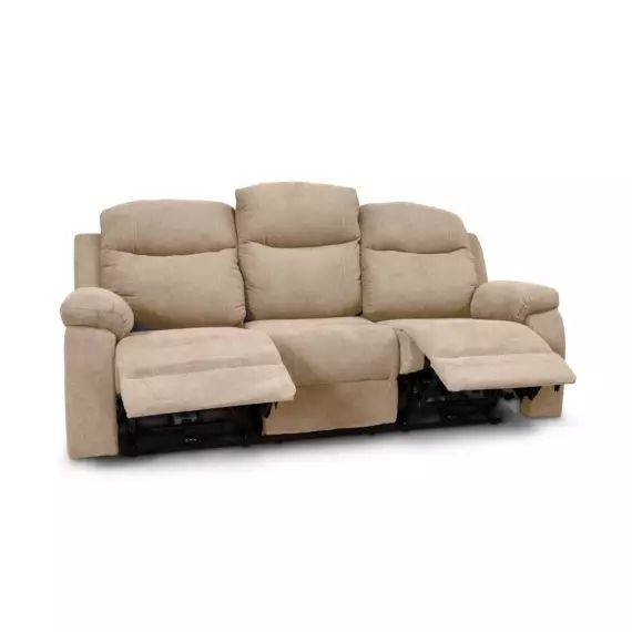 Canapé de Relaxation électrique 3 places en tissu BONA – Beige – Usinestreet
