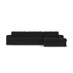 Canapé d’angle 4 places en tissu structuré noir