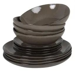 Service de table 12 pièces en grès vert
