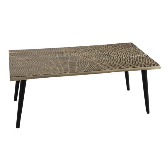 Table basse rectangulaire en bois sculpté