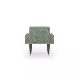 Table de chevet bleu-vert 2 tiroirs L 58 cm