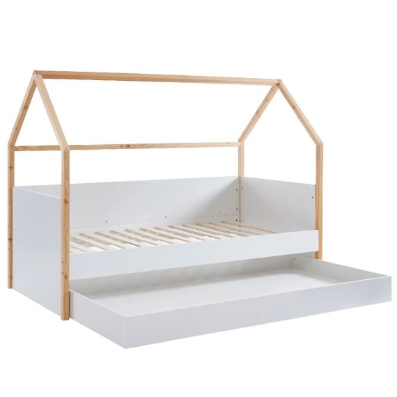 Lit cabane gigogone 90x190cm blanc mat