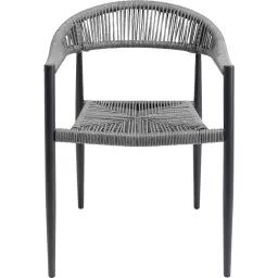 Chaise de jardin en polyéthylène gris et acier noir