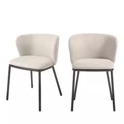 Ciselia – Lot de 2 chaises en chenille et métal – Couleur – Beige