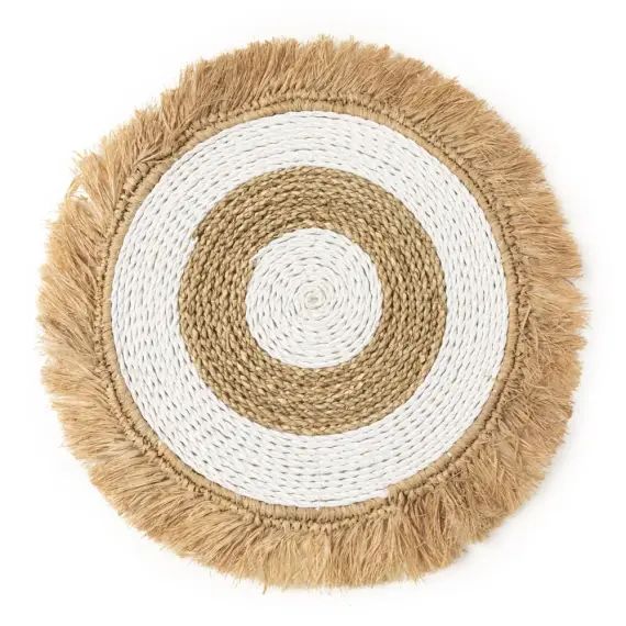Sets de table en rotin et raphia naturel et blanc