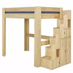 Lit mezzanine avec bureau 140×190 cm bois massif