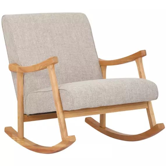 Chaise à bascule avec accoudoirs et assise en tissu Crème