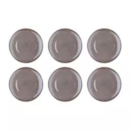 Lot de 6 assiettes plates en grès gris D27