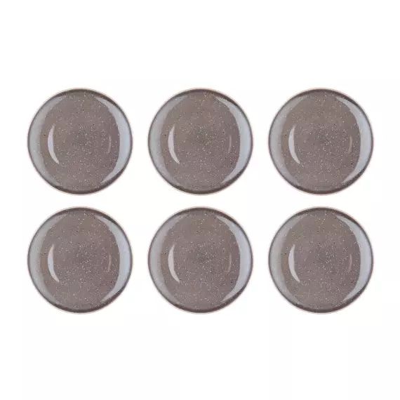 Lot de 6 assiettes plates en grès gris D27