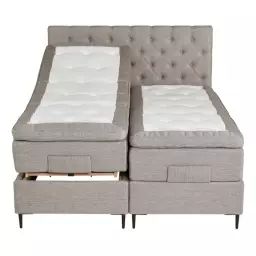 BOXSPRING lit complet relax CONTINENTAL taupe 2x90x200 cm