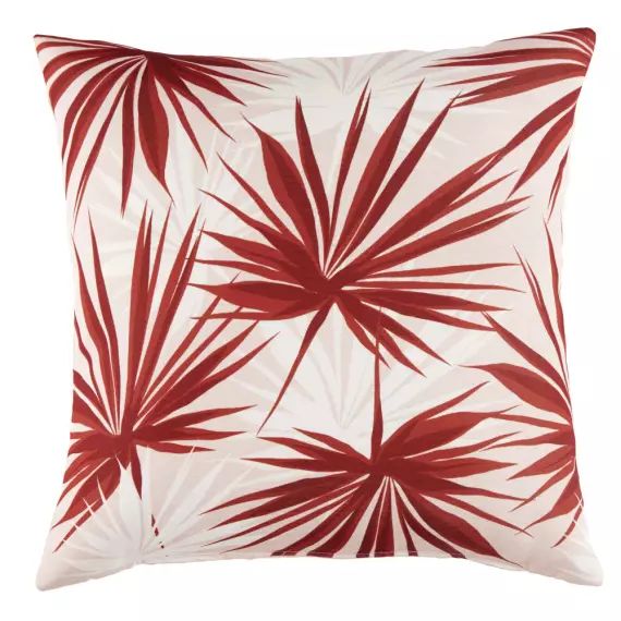 Coussin motif floral imprimé orange et écru 45×45