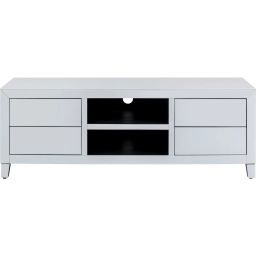 Meuble TV 4 tiroirs en miroir blanc
