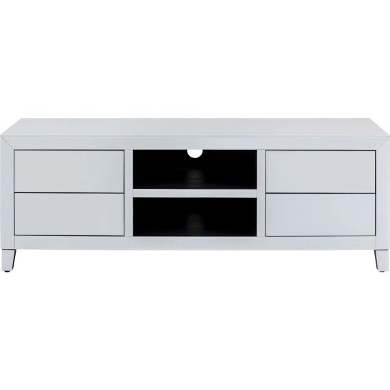 Meuble TV 4 tiroirs en miroir blanc