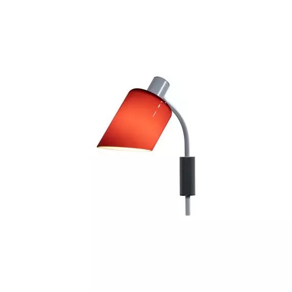 Applique avec prise La lampe de bureau en Verre, Acier – Couleur Rouge – 22 x 10 x 29 cm – Designer Charlotte Perriand