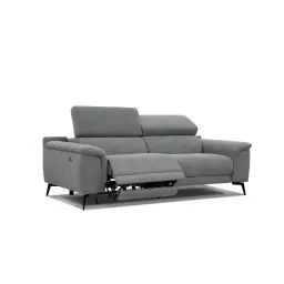 Canapé droit 3 places avec relax électrique côté gauche tissu gris