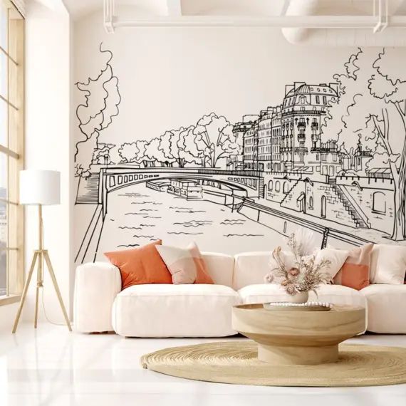 Papier peint panoramique illustration Paris 336x270cm