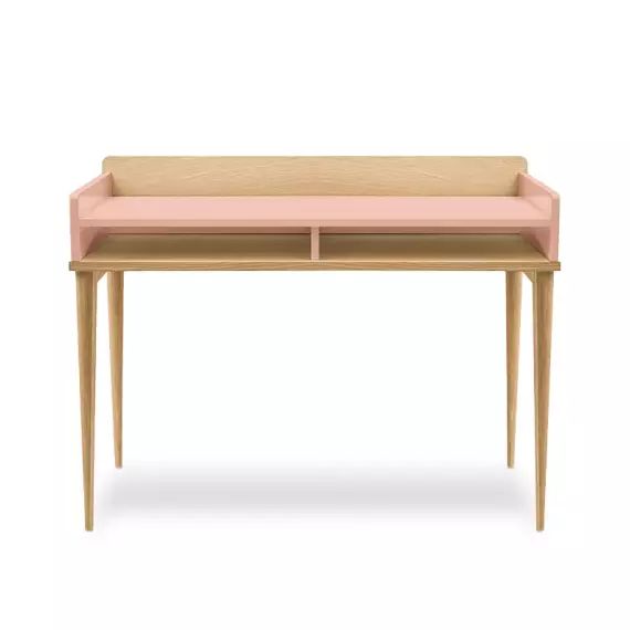 Bureau compact en chene naturel rose blush