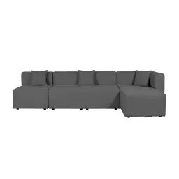 Canapé d’angle modulable 5 places en tissu gris foncé