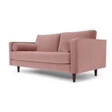Scott, grand canapé 2 places, velours de coton rose blush
