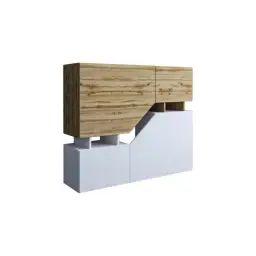 Buffet Haut Industriel 120 cm Bois / Blanc