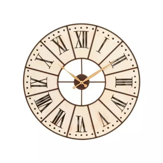 Horloge en bois et cadran métal noir – Atmosphera