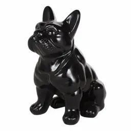 Statue bouledogue en dolomite noire H83