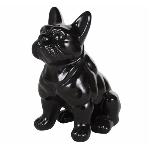 Statue bouledogue en dolomite noire H83