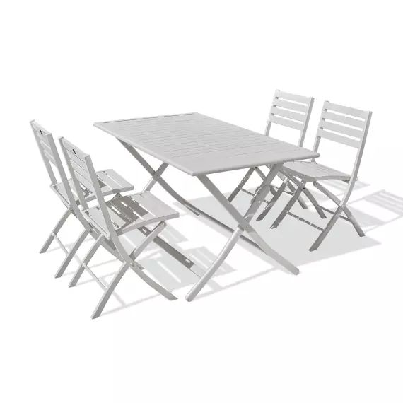 Ensemble repas de jardin 4 places en aluminium gris