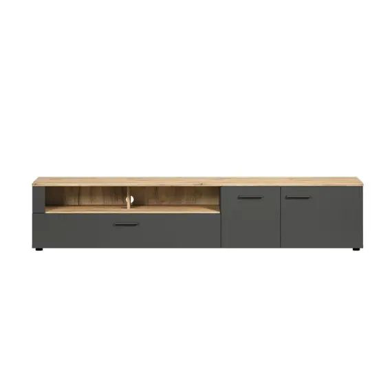 Meuble TV 2 portes, 2 niches, 1 abattant – L210 cm
