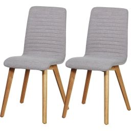 Chaise assise tissu gris pieds bois – Lot de 2
