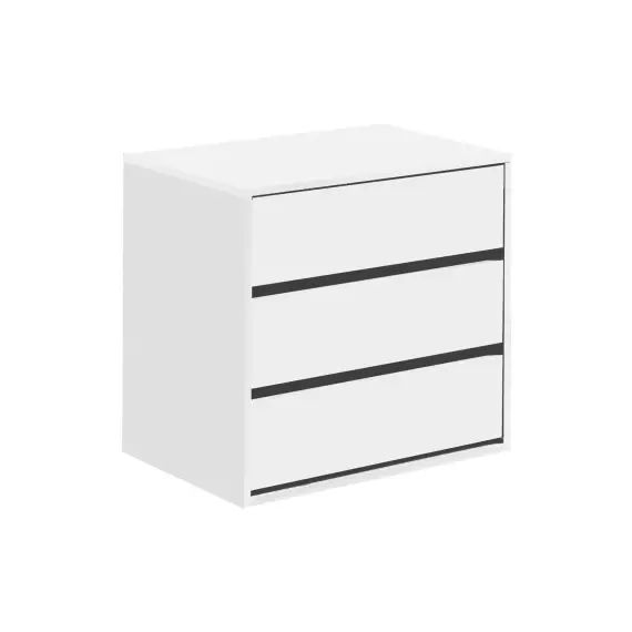 Commode 3 tiroirs effet bois blanc