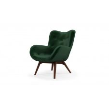 Custom MADE Doris, fauteuil, velours vert bouteille et pieds en bois foncé