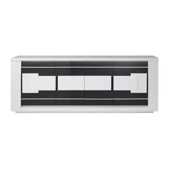 Buffet 4 portes BELLARIVA laqué blanc/ gris anthracite