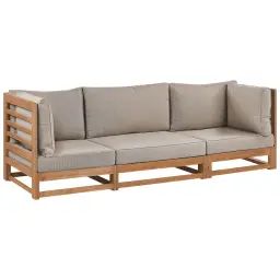 Canapé 3 places de jardin en bois d&rsquo;acacia clair certifié