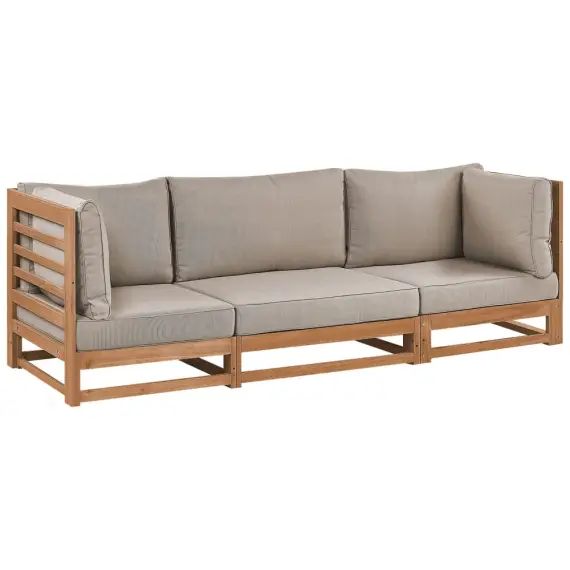 Canapé 3 places de jardin en bois d&rsquo;acacia clair certifié