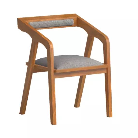 Chaise en bois et tissu recyclé couleur gris