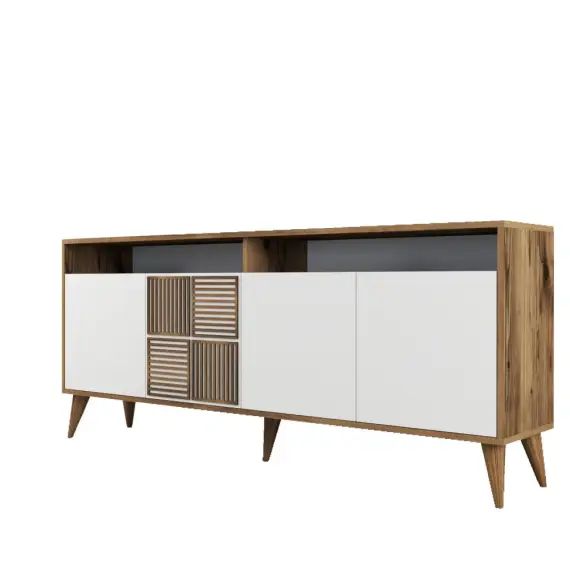 Buffet en aggloméré 4 portes milan noyer et blanc