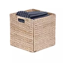 Panier de rangement pliable en jonc de mer 31x31x31cm