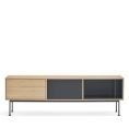 image de meubles tv scandinave Meuble tv 1 porte 2 tiroirs en bois L180cm gris anthracite