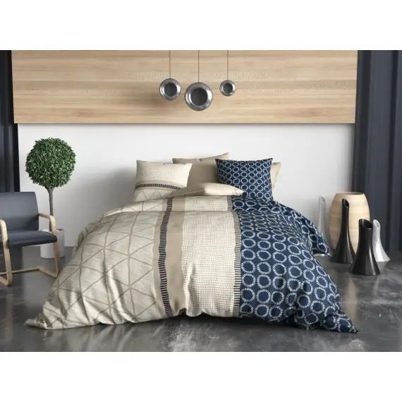 Parure housse de couette coton beige 220×240 cm