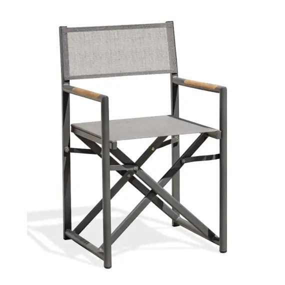 Fauteuil de jardin en toile plastifiée et aluminium gris anthracite