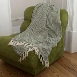 Plaid coton 130×170 vert olive